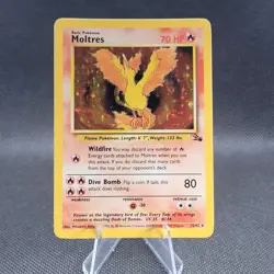 Pokemon Moltres Fossil Holo Rare 70 HP Card 12/62 1999 Wizards English - Image 1