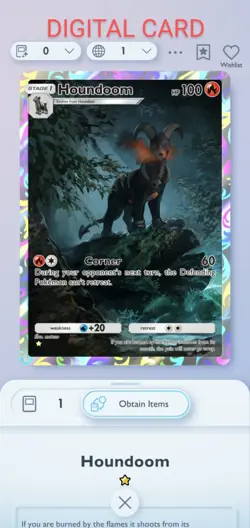 Pokemon Pocket Mobile Game Triumphant Light Set ☆ Houndoom Rare Digital Trade - Image 1