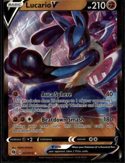 Lucario V Ultra Rare Champion's Path 27/73 Fighting Holo Pokemon Card - Image 1