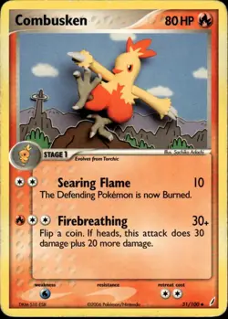 Combusken Uncommon Crystal Guardians 31/100 Fire Normal Pokemon Card - Image 1