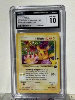 [CGC 10] Birthday Pikachu 24 Celebrations Classic Collection Holo Promo POKEMON - Image 1