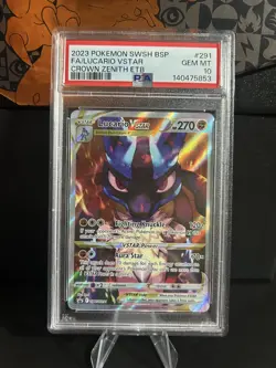 PSA 10 - Lucario VSTAR SWSH291 Crown Zenith Elite Trainer Box Promo - Pokemon - Image 1