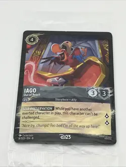 New Disney Lorcana D23 2025 Gold Member Exclusive Gift Iago Foil Promo Card - Image 1