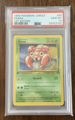 1999 Pokemon Card Jungle Set 1st Edition Paras #59 PSA 10 Gem Mint - Image 1