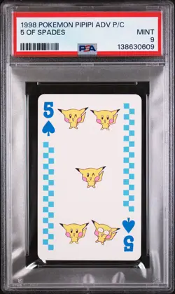 1998 POKEMON PIPIPI ADVENTURE PLAYING CARDS 5 OF SPADES PSA 9 - Image 1