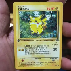 Pikachu Pokemon Card #60/64 Jungle First Edition 1999 Gold "W" Wizards - Image 1