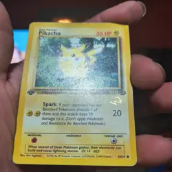 Pikachu Pokemon Card #60/64 Jungle First Edition 1999 Gold "W" Wizards - Image 3