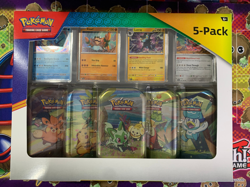 Pokemon Scarlet & Violet Paldea Friends 5 Pack Mini Tins 4 Promos Costco Sealed - Image 1