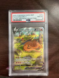 Pokemon TCG Charizard v SWSH260 Black Star Promos Full Art UPC PSA 8! - Image 1