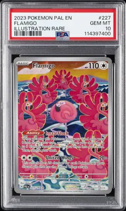 2023 POKEMON PAL EN-PALDEA EVOLVED ILLUSTRATION RARE #227 FLAMIGO PSA 10 - Image 1
