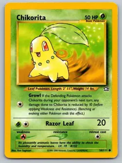 Chikorita 54/111 Common Neo Genesis Pokemon Unlimited Lightly Played - Image 1