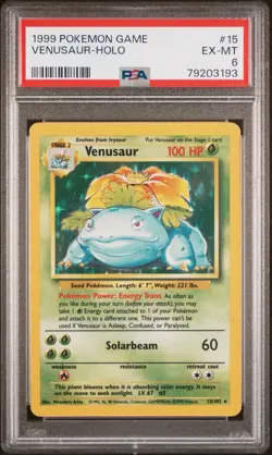 1999 POKEMON GAME VENUSAUR-HOLO 15 - Image 1