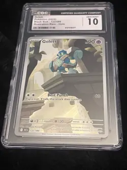 CGC 10 Gem Mint Golett Illustration Rare 122/086 SV Black Bolt Holo Pokemon TCG - Image 1