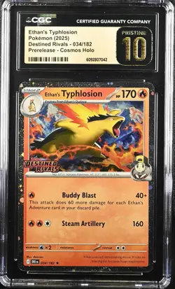 2025 Pokemon Destined Rivals Ethan's Typhlosion #034 Prerelease CGC 10 PRISTINE - Image 1