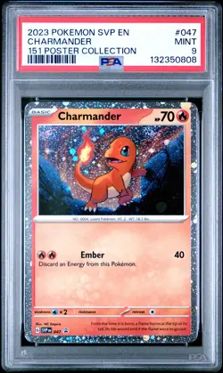 2023 POKEMON SVP EN-SV BLACK STAR PROMO 151 POSTER COLL #047 CHARMANDER PSA 9 - Image 1
