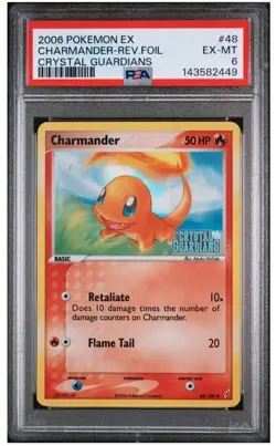 2006 POKEMON EX CRYSTAL GUARDIANS #48 CHARMANDER-REV.FOIL CRYSTAL PSA 6 EX-MT - Image 1