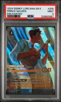 2024 DISNEY LORCANA EN 5-SHIMMERING SKIES PRINCE NAVEEN - UKULELE PLAYER PSA 9 - Image 1