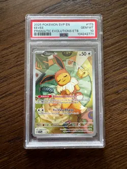 Pokemon TCG Eevee SVP 173 Prismatic Evolutions GEM MINT PSA 10 Card ETB - Image 1