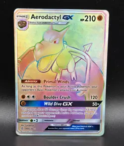 Aerodactyl GX (Secret Rare) from the Pokemon TCG set Sun & Moon: Unified Minds - Image 1