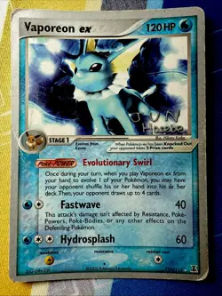 Vaporeon ex 110/113 Ultra Rare (Jun Hasebe) World Championships 2007 Pokemon MP - Image 1