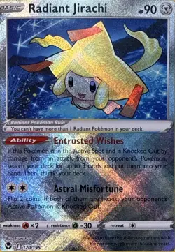 Radiant Jirachi 120/195 Radiant Rare Silver Tempest Pokemon NM - Image 1