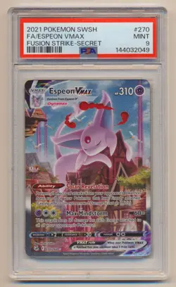 PSA 9 Pokemon Fusion Strike Secret Rare Full Art Espeon VMax 270/264 MINT!! - Image 1
