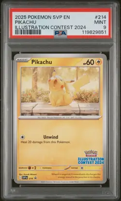 Pikachu 214 Illustration Contest 2024 Svp En-sv Black Star Promo Pokemon PSA 9 - Image 1