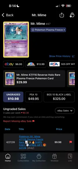 Pokemon Mr. Mime 47/116 Plasma Freeze Rare 📈✨🔥SHIPS FAST 💨+FREE GIFT 🎁 - Image 2