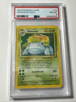 1999 Pokemon Venusaur Base Set Holo Rare 15/102 PSA 8 English VERY CLEAN - Image 1