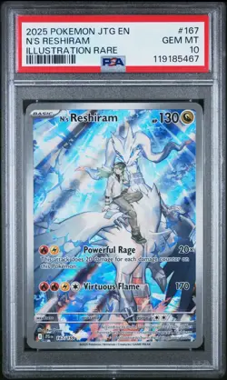 2025 POKEMON JOURNEY TOGETHER ILLUSTRATION RARE #167 N'S RESHIRAM PSA 10 - Image 1