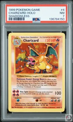 Charizard Holo 4/102 Shadowless Game Pokemon PSA 7 - Image 1