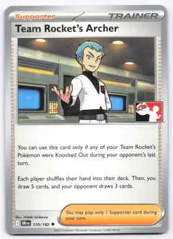 Pokemon TCG Team Rocket's Archer 170/182 Destined Rivals Prize Pack Stamped NM - Image 1