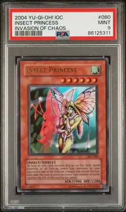 Yu-Gi-Oh! PSA 9 TCG Insect Princess Invasion of Chaos IOC-080 Ultra Rare - Image 1