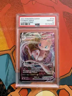 Pokemon TCG Fusion Strike Mew VMAX Ultra Rare Card 114/264 PSA 10 - Image 1