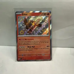 Pokemon TCG Entei Scarlet & Violet Paldean Fates Holo Shiny Rare Card 112/091 - Image 1