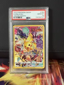 Pokemon Pikachu Holo Full Art Secret Rare Card 160/159 Crown Zenith PSA 10 - Image 1