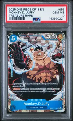 2025 One Piece Op13-058 Carrying His Will Monkey D. Luffy Treasure Rare PSA 10 - Image 1