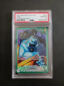 One Piece Card Game TCG Jinbe OP11-021 Alt Art Leader PSA 10 - Image 1