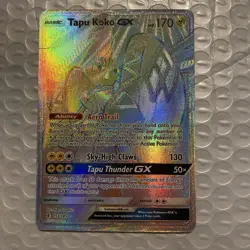 Tapu Koko GX Rainbow Secret Rare 153/145 NM Guardians Rising Pokemon Card - Image 1
