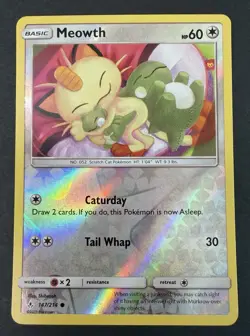 Pokemon Meowth 147/214 Reverse Holo Common SM-Unbroken Bonds TCG Card English NM - Image 1