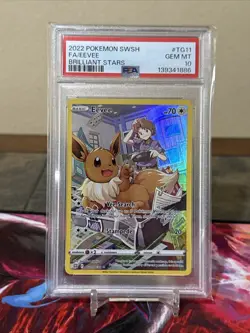 2022 POKEMON SWORD & SHIELD BRILLIANT STARS #TG11 FULL ART/EEVEE PSA 10 - Image 1