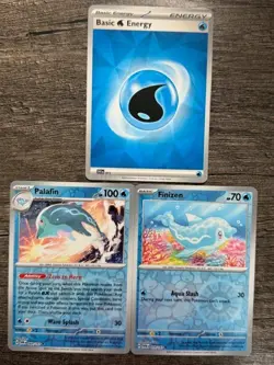 2024 POKEMON 2 REV HOLO PALAFI 060/167 & FINIZEN 059/167 + NON HOLO WATER ENERGY - Image 1