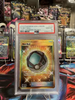 POP 50 2018 Pokemon Sun & Moon Lost Thunder #234 Net Ball Secret Rare PSA 10 - Image 1