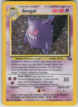 Pokemon TCG Gengar (5) Holo Rare Fossil 05/62 - Image 1