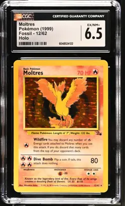 Pokemon Fossil MOLTRES Holo CGC 6.5 (4122) Graded Power - Image 1