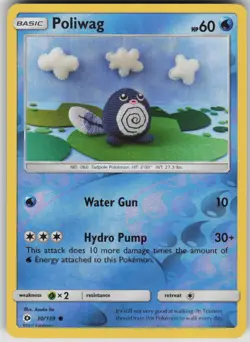 Pokemon TCG Poliwag Common Reverse Holo SM Base Set 30/149 - Image 1