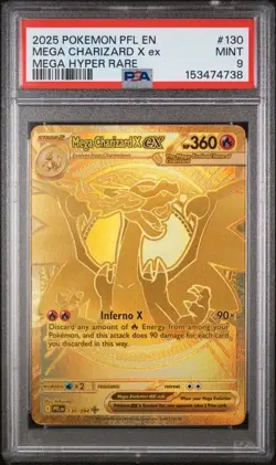 2025 POKEMON PFL EN-PHANTASMAL FLAMES MEGA HYPER RARE MEGA CHARIZARD X EX PSA 9 - Image 1