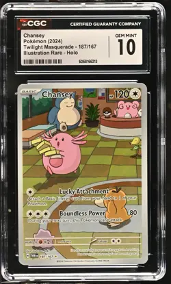Pokemon CGC 10 Chansey Twilight Masquerade 187/167 Illuustration Rare Holo 2024 - Image 1