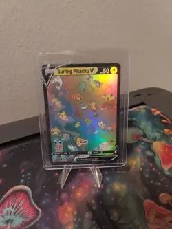 Pokemon Surfing PIKACHU V Waifu Doujin Ultra Rare Foil ACG Art NM - Image 1