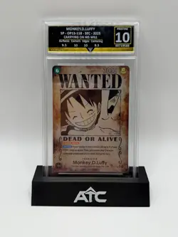 One Piece Monkey D Luffy OP13-118 SEC Wanted GetGraded Pristine 10 Manga Card - Image 1